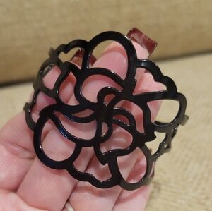 Lia Sophia Black Floral Cuff Bracelet
